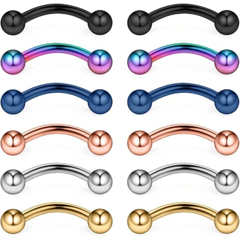 Body Jewelry Surgical Steel - 12 ชิ้น 16G แหวนเจาะร่างกาย สแตนเลสเกรดศัลยกรรม สำหรับคิ้ว