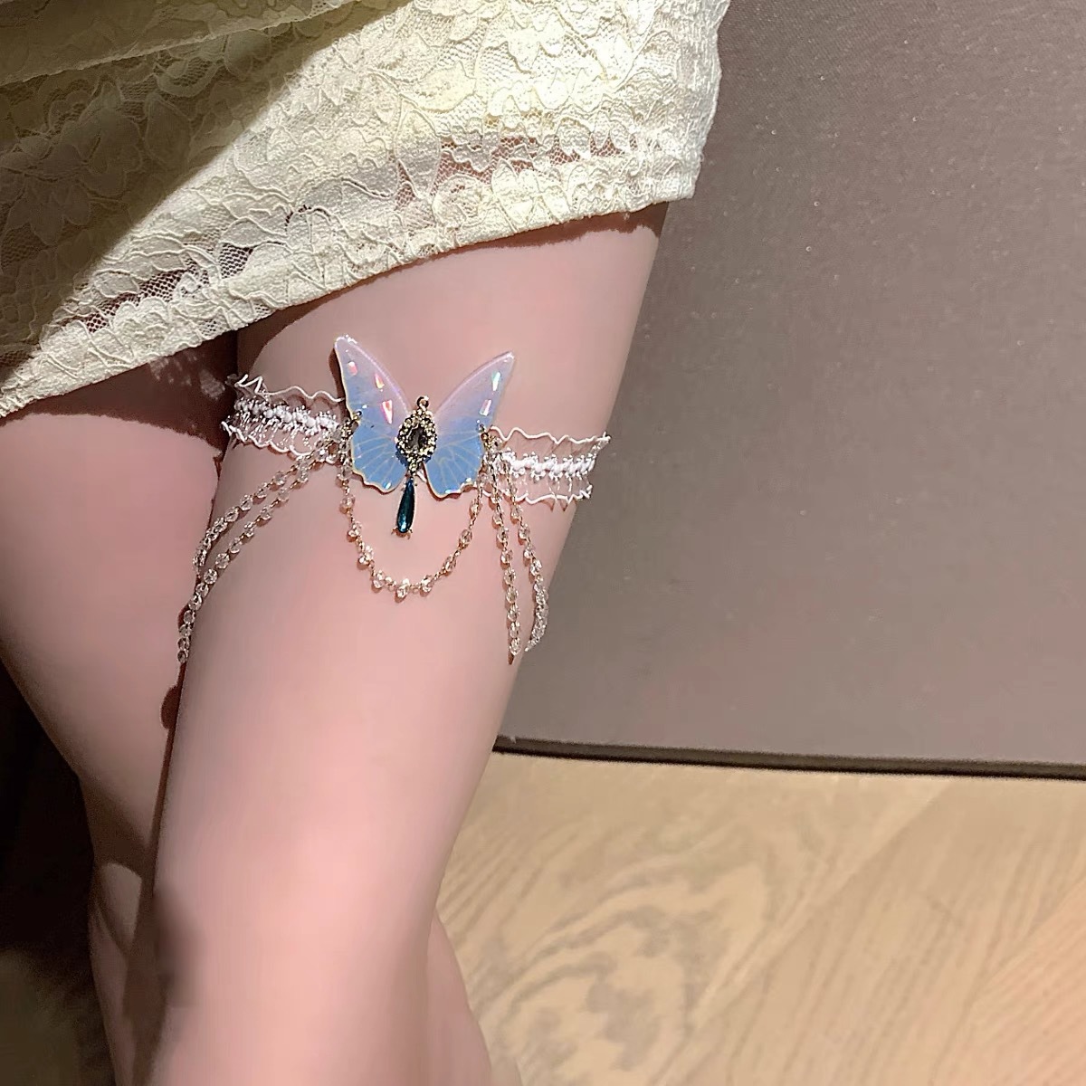 Body Jewelry For You - แฟชั่นรูปแบบผีเสื้อยืดหยุ่นลูกไม้ขาหวานสาวผู้หญิง Body CHAIN เครื่องประดับ