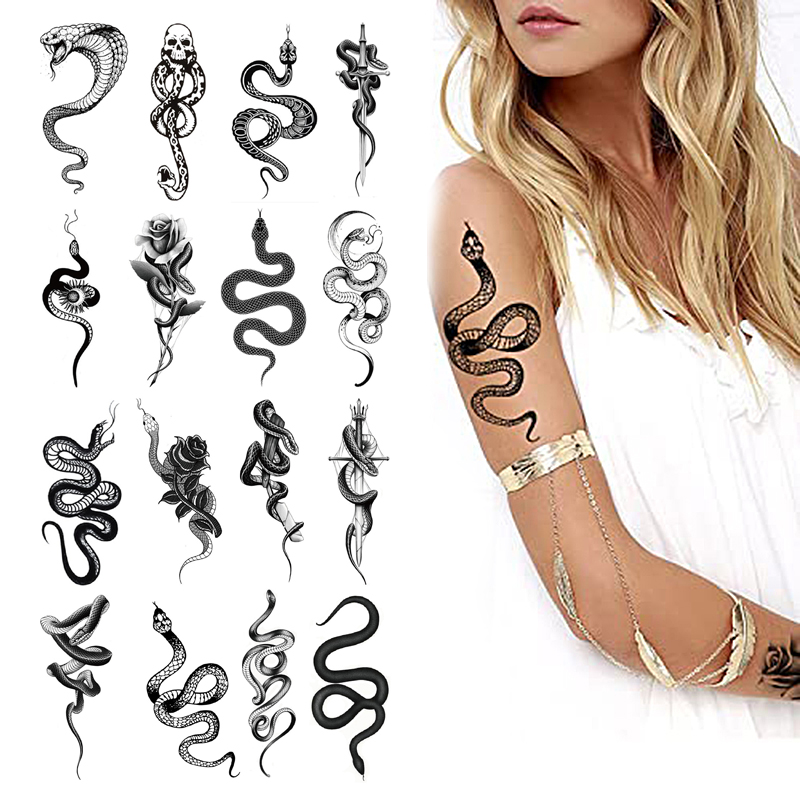 Body Jewelry Retainers - 1ชิ้นสมจริงงูรอยสักชั่วคราวแขนแขนเซ็กซี่3D เผ่างูเห่า Mamba Viper งูสักชั่วคราวสติกเกอร์รอยสักปลอม