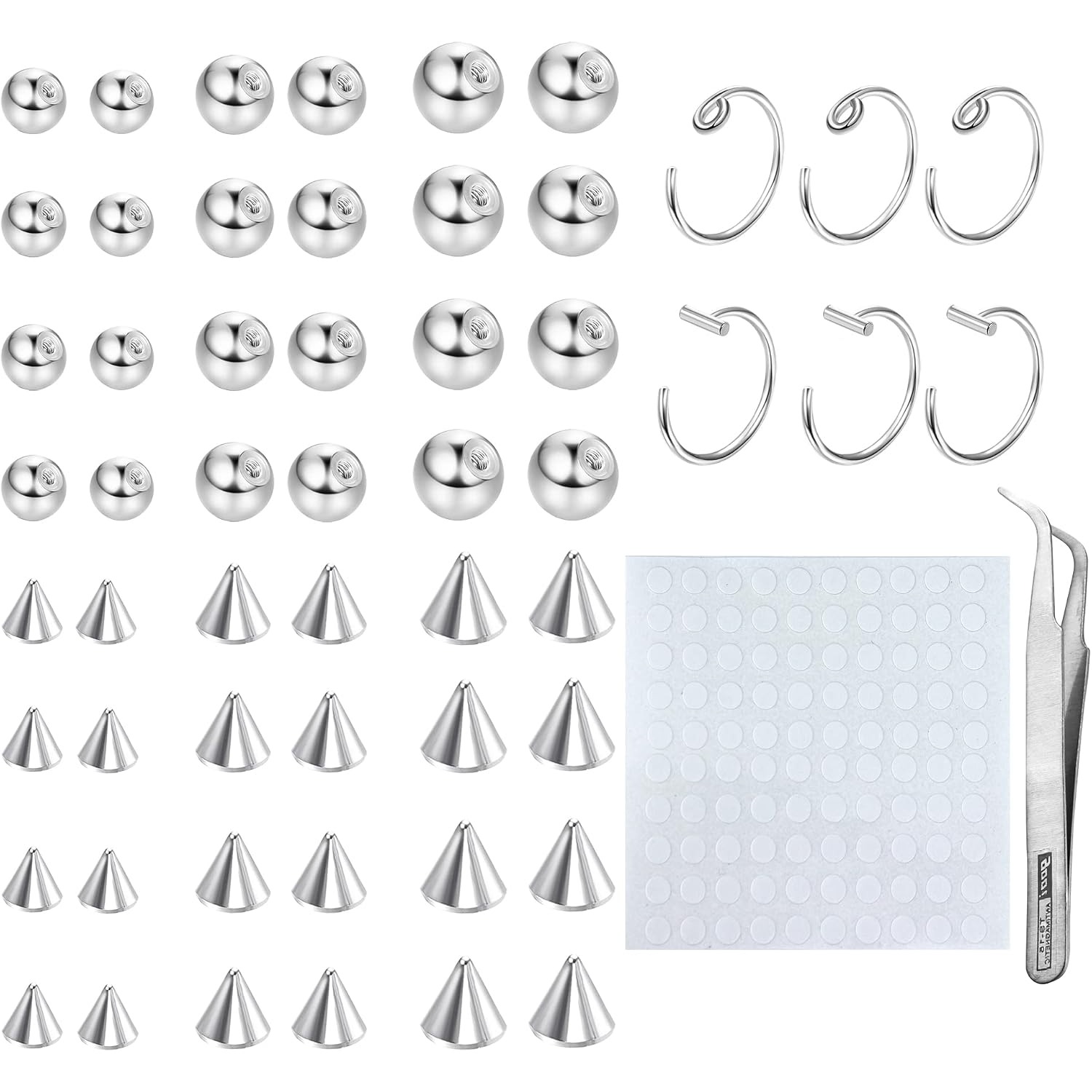 Body Jewelry Replacement Ball - แหวนคิ้วปลอม Drperfect ลิปสติกปลอมแบบติด ลูกบอลเปลี่ยนได้ 100 ชิ้น