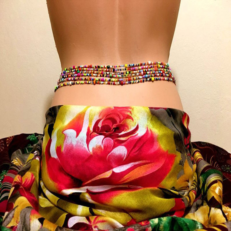 Body Jewelry For You - โซ่ประดับลูกปัดห้อยสะดือสำหรับผู้หญิงโซ่ประดับลูกปัดหลายชั้นสไตล์โบฮีเมียนโซ่ประดับร่างกายสำหรับปาร์ตี้ชายหาด