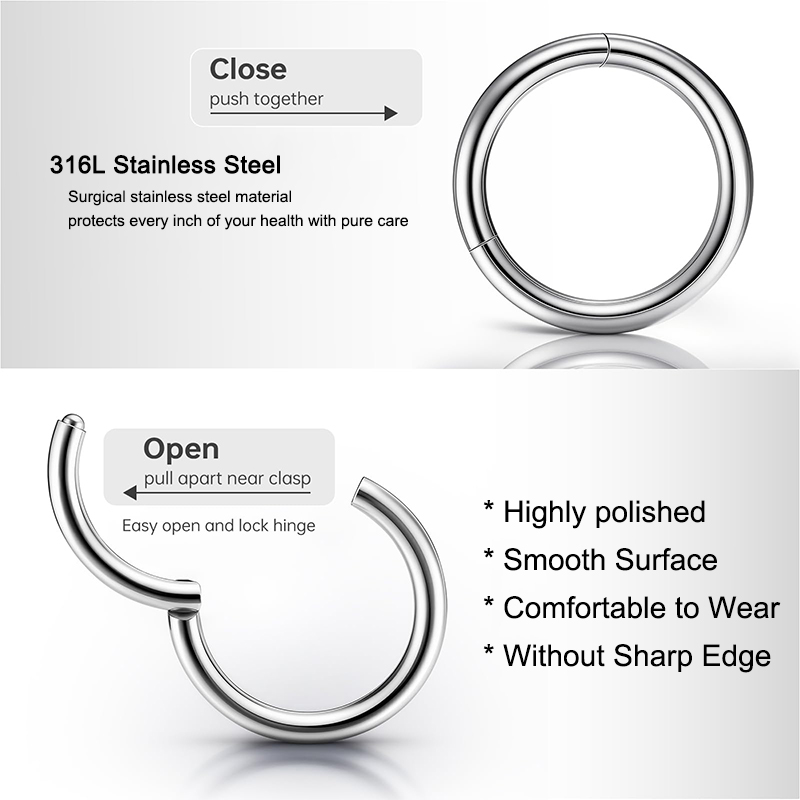 แหวนจมูกแบบคลิกเกอร์ 16G 316L  - Body Jewelry Surgical Steel บทวิจารณ์และราคา