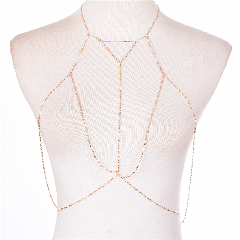 แฟชั่นสีเงินสีทองแบบโซ่ต่อกับช - Body Jewelry Necklace บทวิจารณ์และราคา