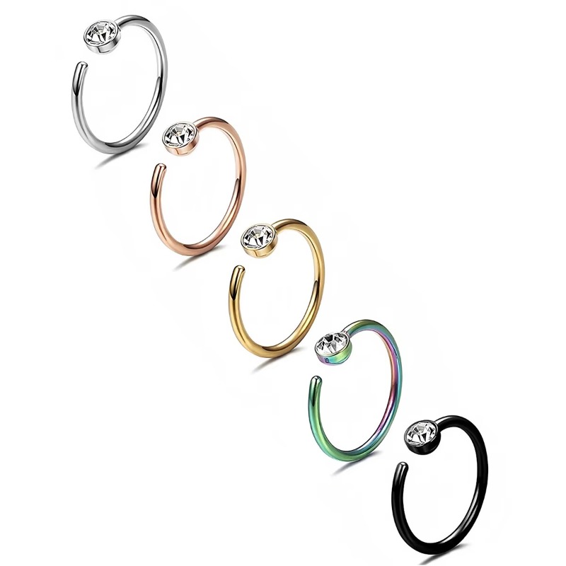 5 ชิ้น ห่วงจมูก 18G รูปตัว C ต - Body Jewelry Surgical Steel บทวิจารณ์และราคา