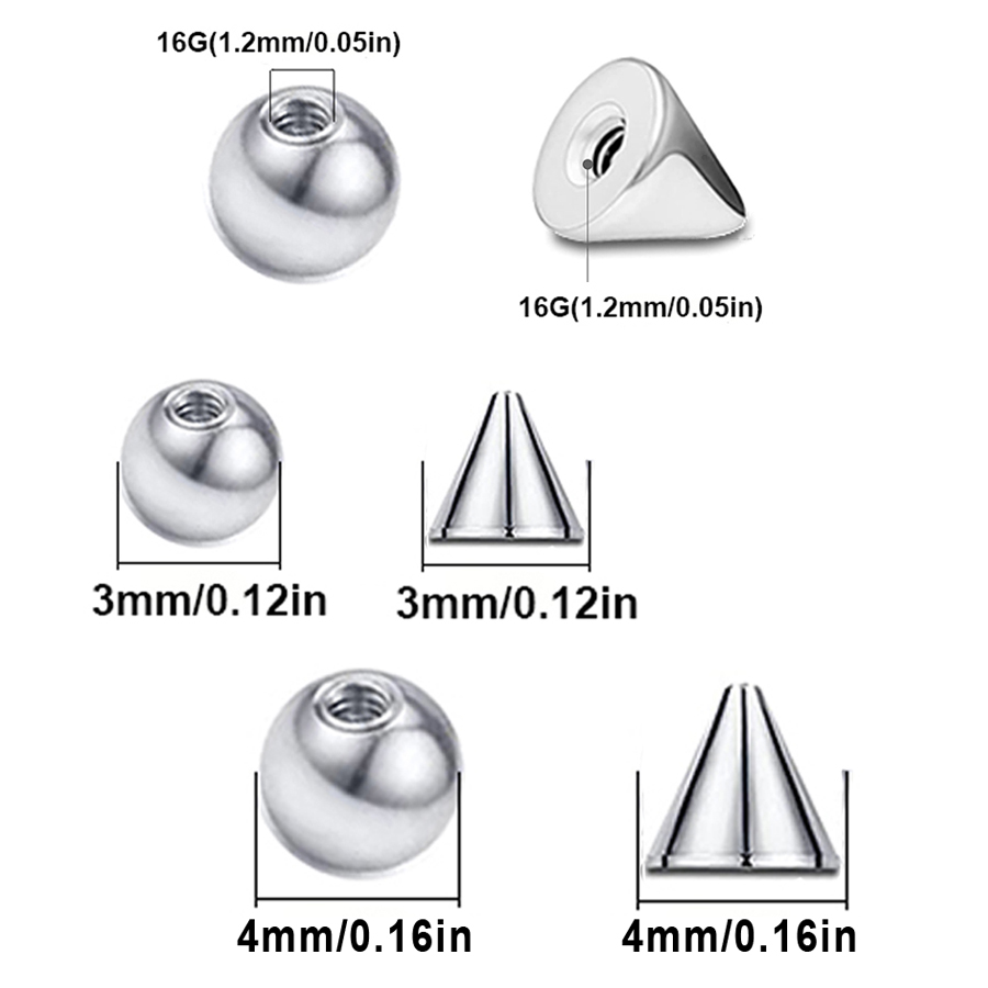 100pcs 16G 3 มม.4 มม.อะไหล่ลูก - Body Jewelry Replacement Ball บทวิจารณ์และราคา