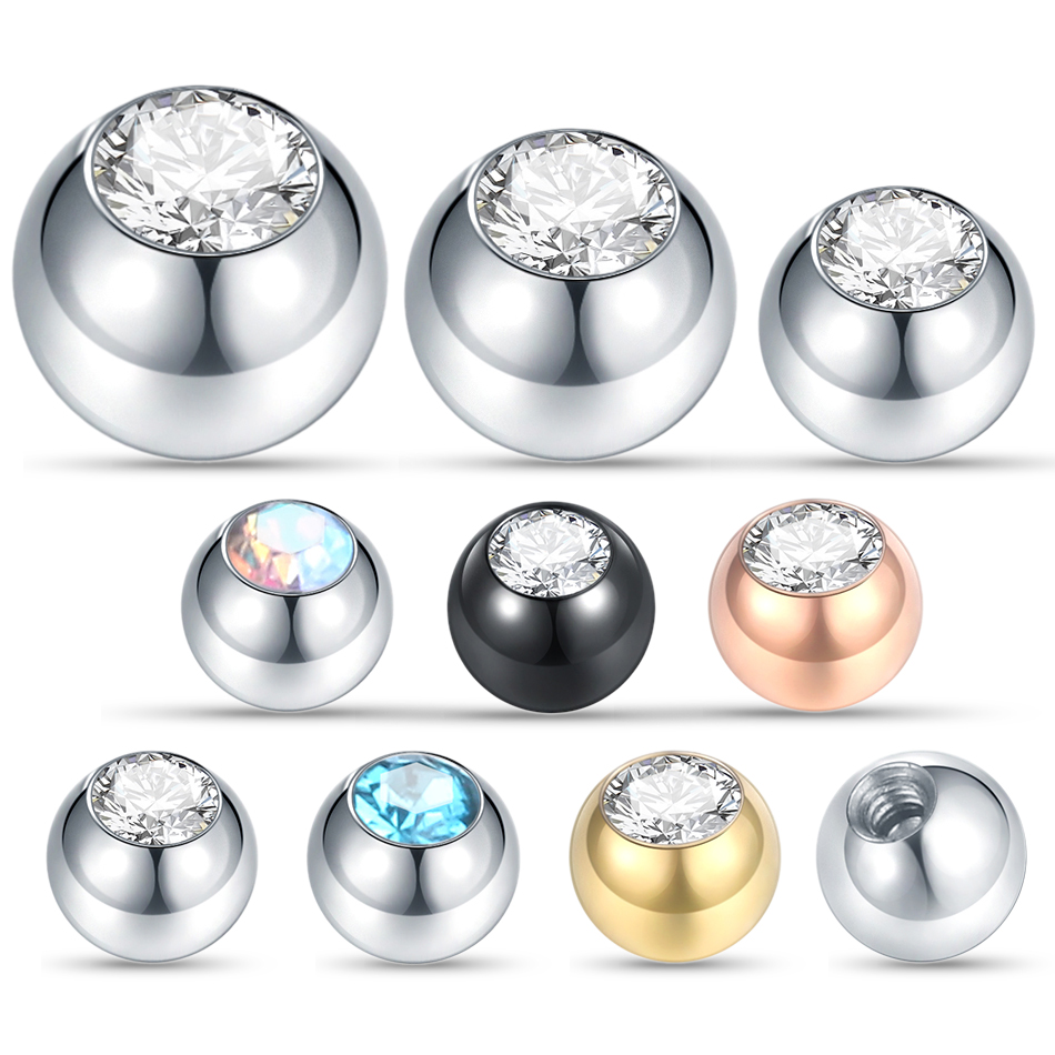 10Pcs เหล็กเจาะลูก CZ Gem Labr - Body Jewelry Replacement Ball บทวิจารณ์และราคา