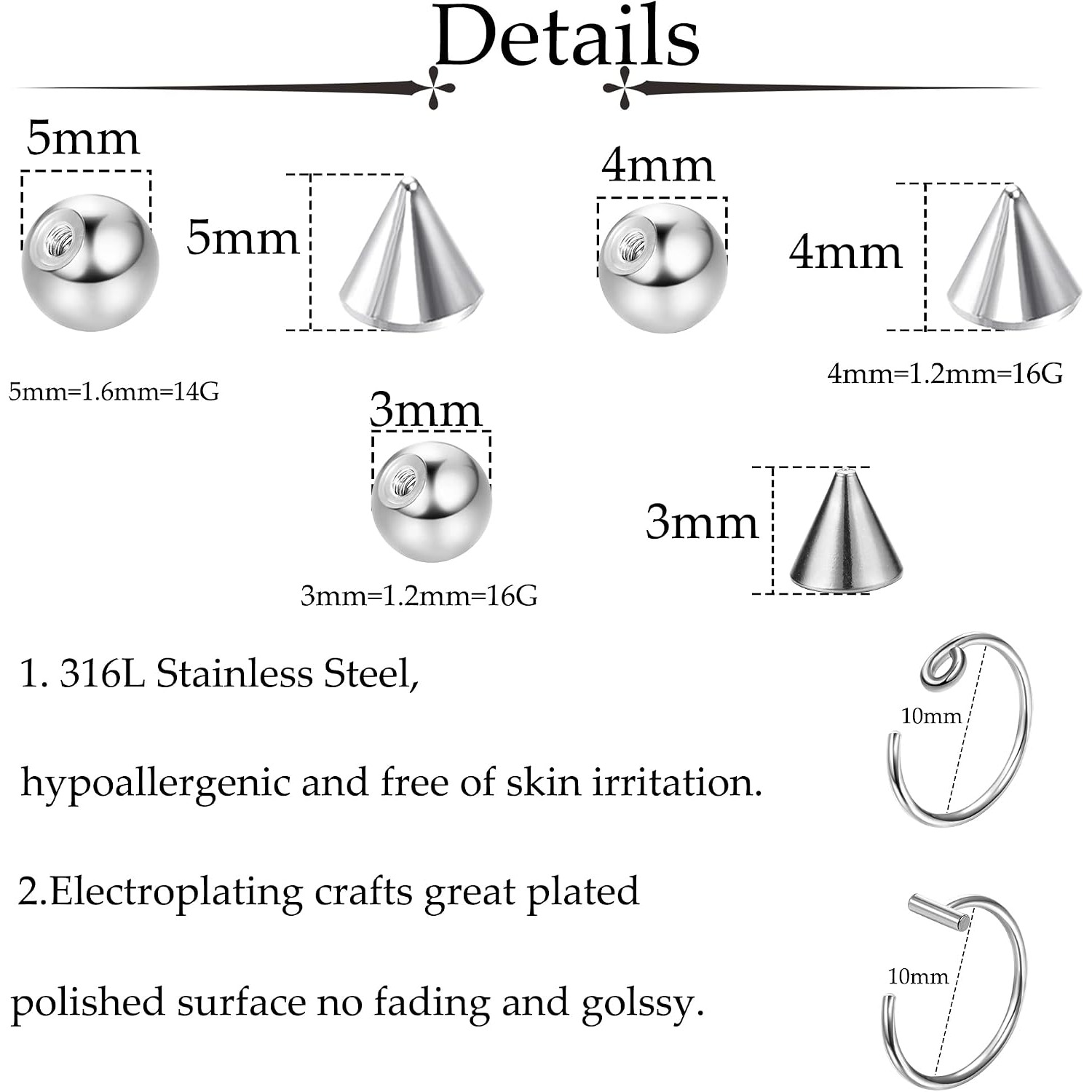 แหวนคิ้วปลอม Drperfect ลิปสติก - Body Jewelry Replacement Ball บทวิจารณ์และราคา